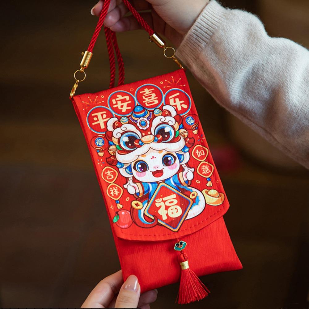 Chinese New Year 2025 Red Pocket Spring Festival Lucky Red Pockets Fabric Red Envelop  New Year