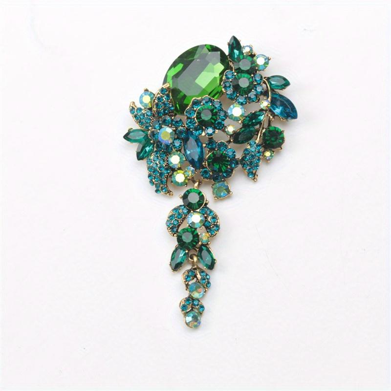 Enamel Rhinestone Floral Brooch Classic Rose Pin Ladies Accessory Gift