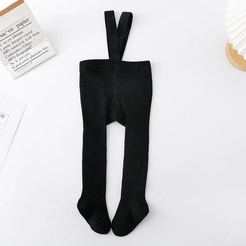 

Колготки для новорожденных мальчиков и девочек, однотонные, с высокой талией, ребристые, обтягивающие, детские, весна-осень, леггинсы на бретелях S