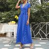 Women's Dresses Casual Elegant Waisted Polka Dot Split V-Neck Short Sleeve Dresses