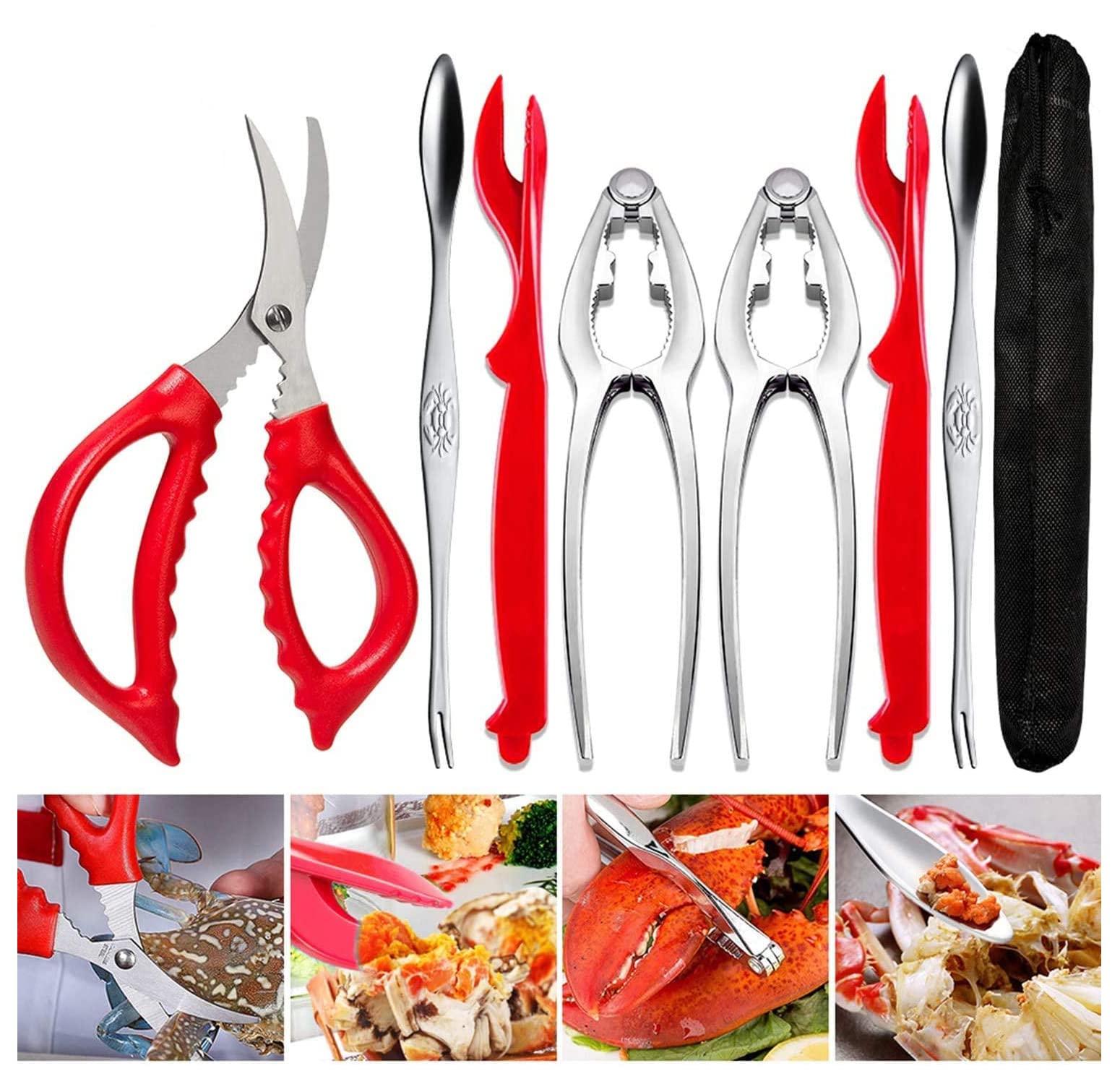 Crab Leg Crackers and Tools - Lobster Crackers and Picks Set Shellfish Crab Claw Cracker Stainless Steel Seafood Crackers & Forks - lobster tools 1