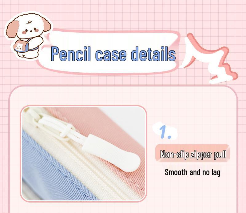Adorable Puppy Double Layer Pencil Case for Elementary Students
