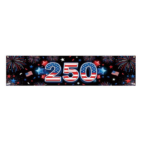 250th Anniversary Banner 6.5x1.5ft 250 Years of Freedom American Patriotic Decoration