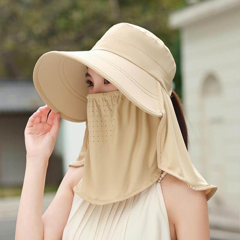 Summer Hats Women, Face-Shielding Shawl, Fisherman's Hat, Outdoor, Breathable Tea-Picking Hat Large-Brimmed