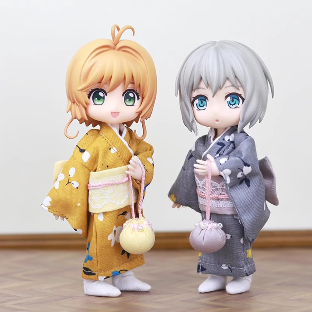 Tenue Taille Obitsu 11 OB11 pour Poupée Obitsu 11cm Corps Japonais, Yukata, Kimono, Fille, Multicolore, 4 Pièces (F)