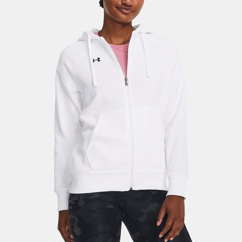 Under Armour Rival Fleece Full-Zip Hoodie Women Hoodies White 1379497-100