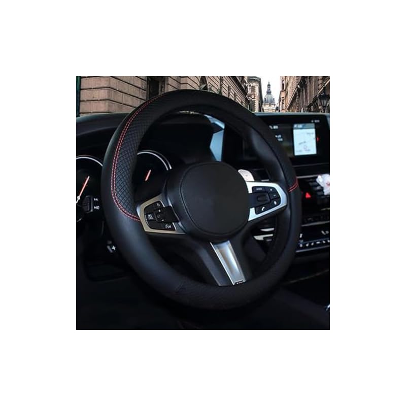 HUACHENG Steering Wheel Cover for Cars, Small Size (for Kei Cars), Genuine Leather, Universal Fit, Stylish, Breathable, Anti-Slip, All-Season,