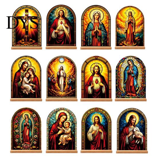 Exquisite Acrylic Table Centerpiece Catholic Statue Ornament, Tabletop Centerpiece, Freestanding Christian Unique Office Desk Accessories Religious