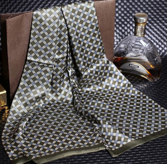 100% Natural Silk Double Layer Cravat Men's Silk Printed Long Scarf Premium Gift for Men 28x160cm