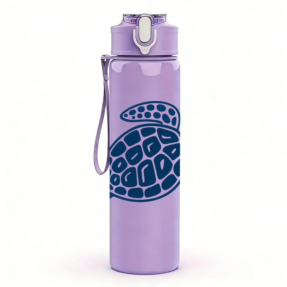 1PC Sea Turtle Ocean Animal Print 750ml Color Plastic Sports Water Bottle Leakproof Flip Straw Lid Suitable for Sports Office Home Use