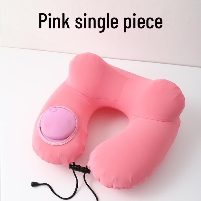 U-förmiges Reise-Nackenkissen - Zum Aufblasen drücken, Tragbare Stütze für Flüge und Geschäftsreisen