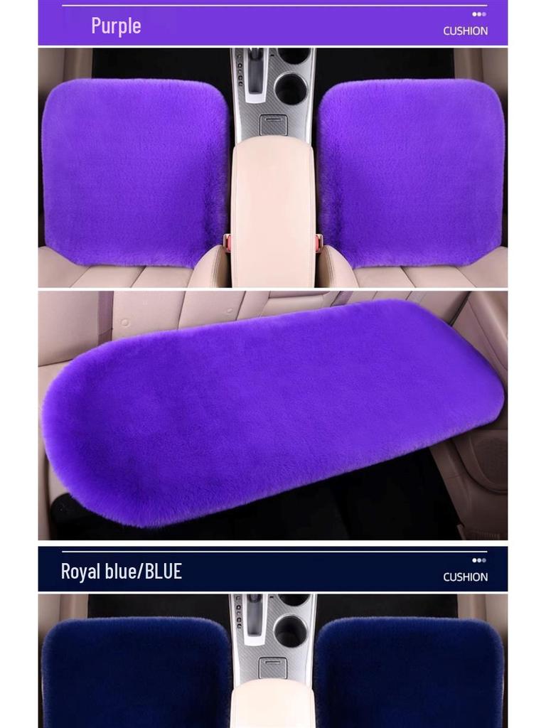 Winter Plush Car Seat Cushion Set: Thick Short Pile, Wool, Rabbit Hair, Non-Slip, 3-Piece