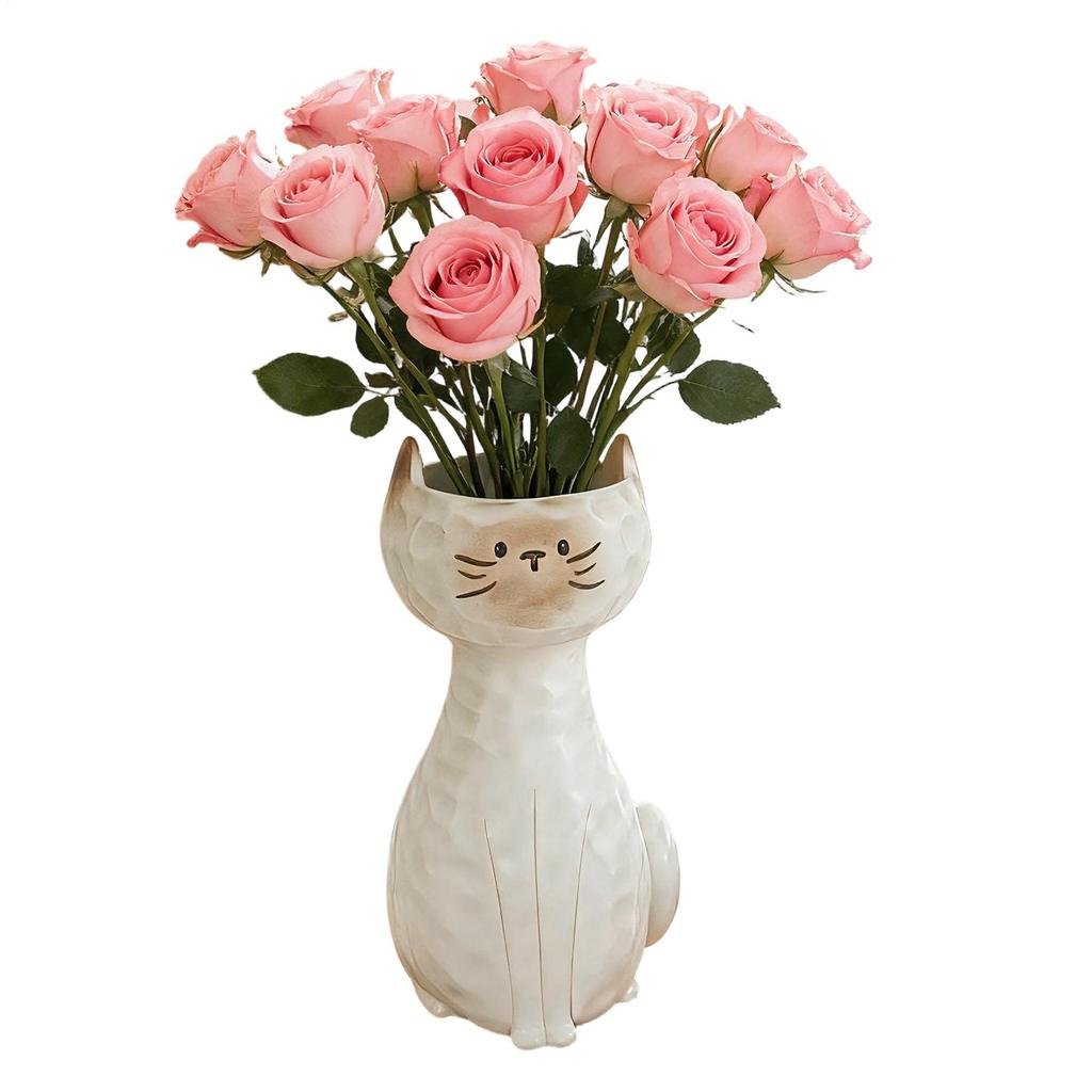 Siamese Cat Vase Cat Shaped Resin Floral Vase Decorative Dry Flower Arrangement Pot Home Decoration Gift For Cat Lovers