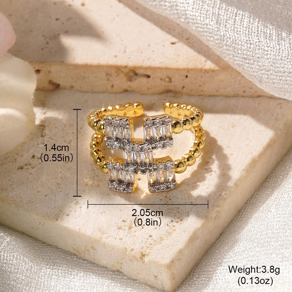 Fashion Temperament, Zirconium-set Open Ring, Niche Design, Index Finger Ring, Light Luxury, High-end Ring Jewelry.