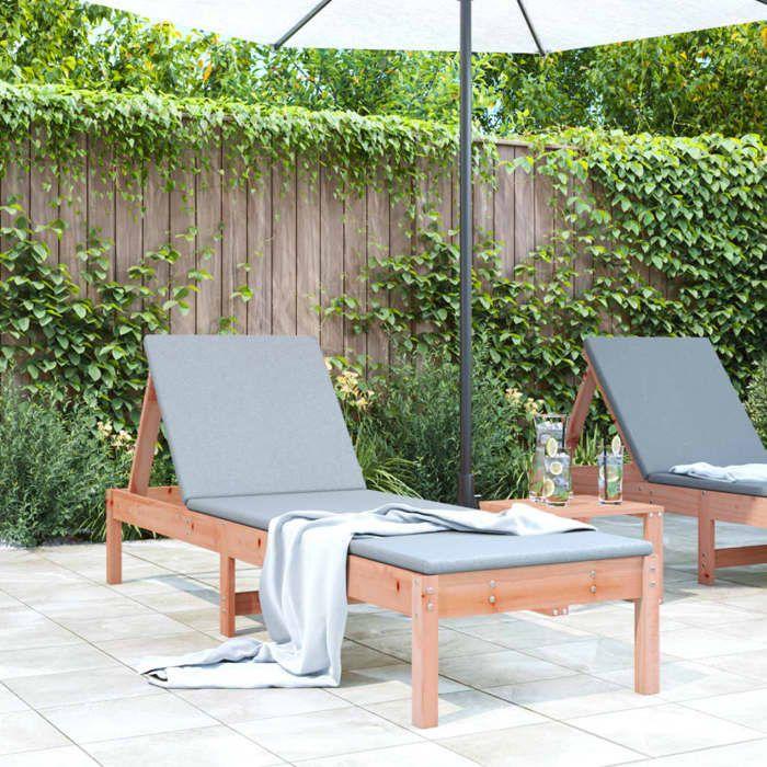 VidaXL Chaise Longue, Siège avec Dossier Réglable, Bain de Soleil, Transat de Jardin Terrasse Balcon, Scandinave, Bois 825075