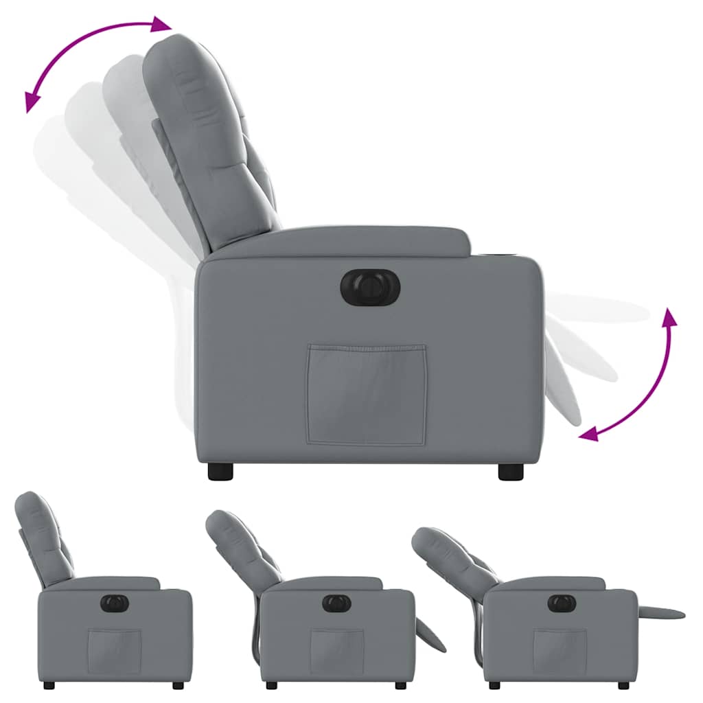 Vidaxl Electric Recliner Armchair, Grey, Upholstered with Faux Leather