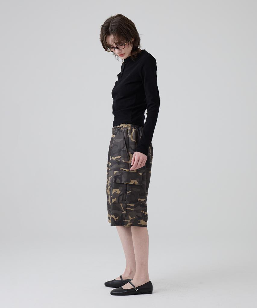 DANGLEDROP Dgdp Bermuda Camo Point Cargo Sweat Shorts_Khaki