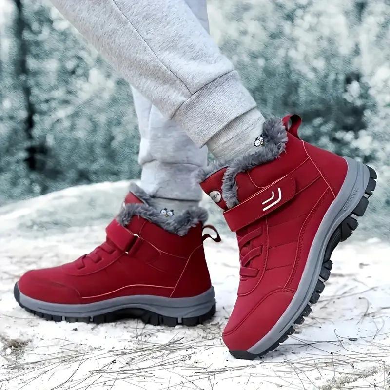 Cotton Shoes Female Couple Large Size Boots Female Velvet Thickened Cotton Boots Velcro Women's Boots Warm Snow Boots