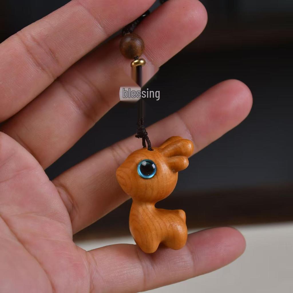 Argentina Green Sandalwood Fawn Carving Decorative Ornament 