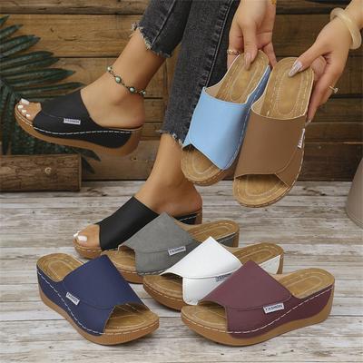 Wear European and American Comfortable Wedge Heels Slippers Simple Large Size 22 New Sandals