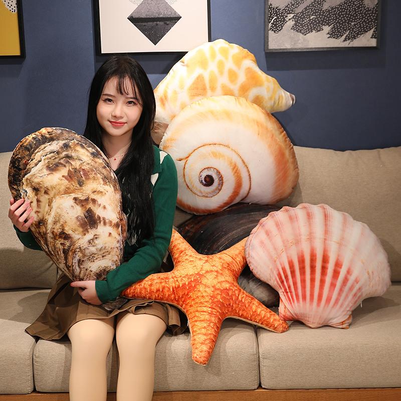 Simulation Shell Conch Oysters Sand Snail Starfish Plush Toy Stuffed Soft Ocean Animals Pillow Creative Decor Boys Girls Gift