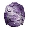Men's Loose Fit Long Sleeve Shirt Halloween Pumpkin Print Casual Button Down Shirt Vintage Style Breathable Fabric Comfortable for Outdoor Workwear