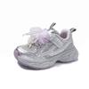Girls Sneakers Princess Style Mesh Lace Bow Kids Running Shoes Breathable 2025 New Children Sports Shoes Thick Soft Sole Casual