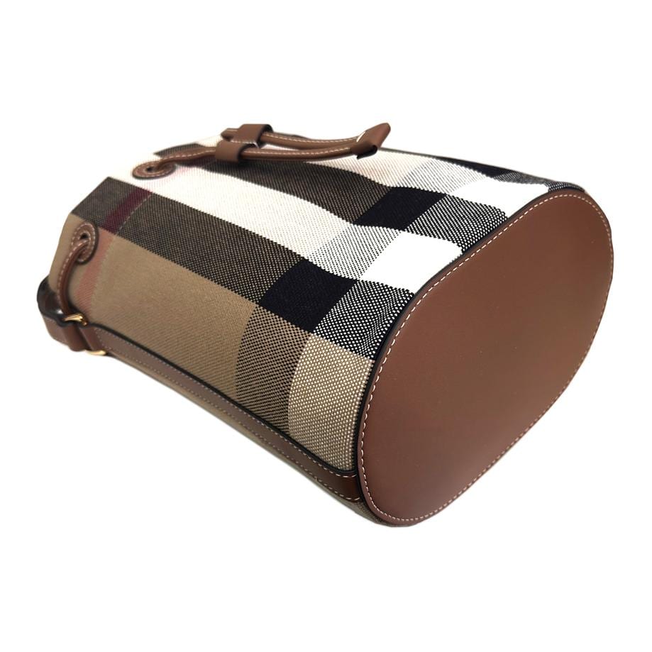 Burberry Cotton Linen Blend With Cow Leather Crossbody Bags Women's Brown 80840451