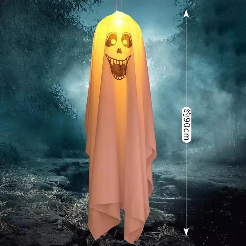 Halloween Decorative Lights Fabric Ghost Light Outdoor Scene Atmosphere Props for Backyard Garden Decor Horror Ghost LED Lights