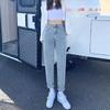 High-Waisted Fleece-Lined Korean Style Jeans for Petite Women, Autumn/Winter, Loose Fit, Straight Leg, Harem Carrot Cut.