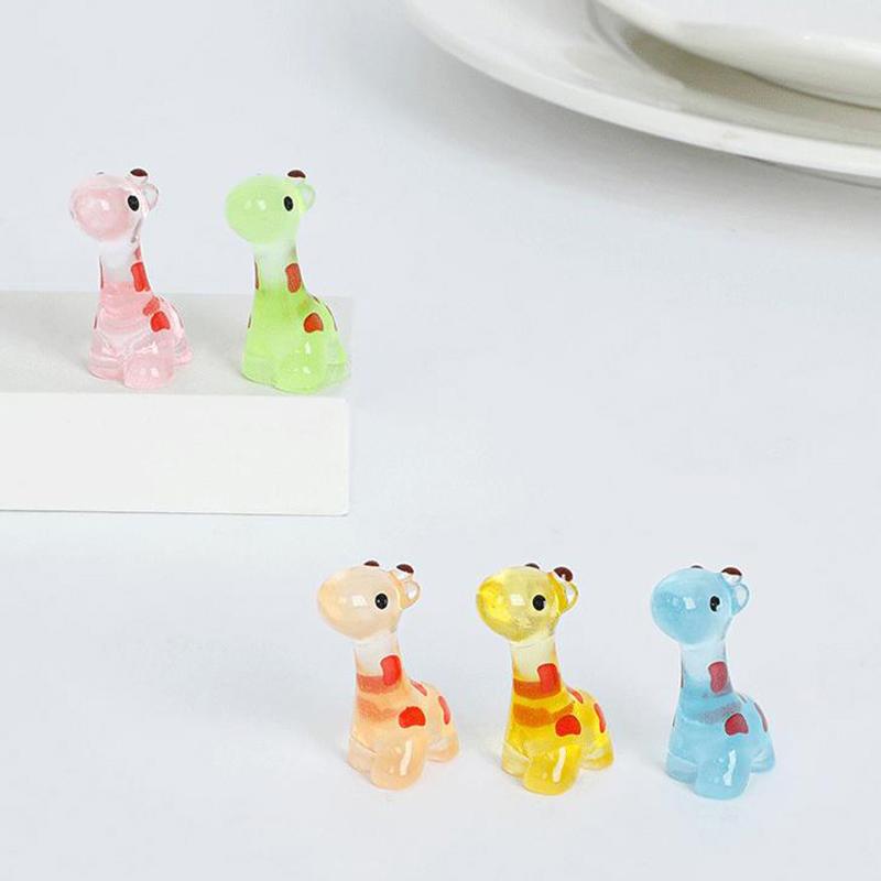 10Pcs Mini Luminous Giraffe Miniatures, Cute Animal Figures For Micro Landscaping Diy Home Decor Models Craft Fairy Ornaments