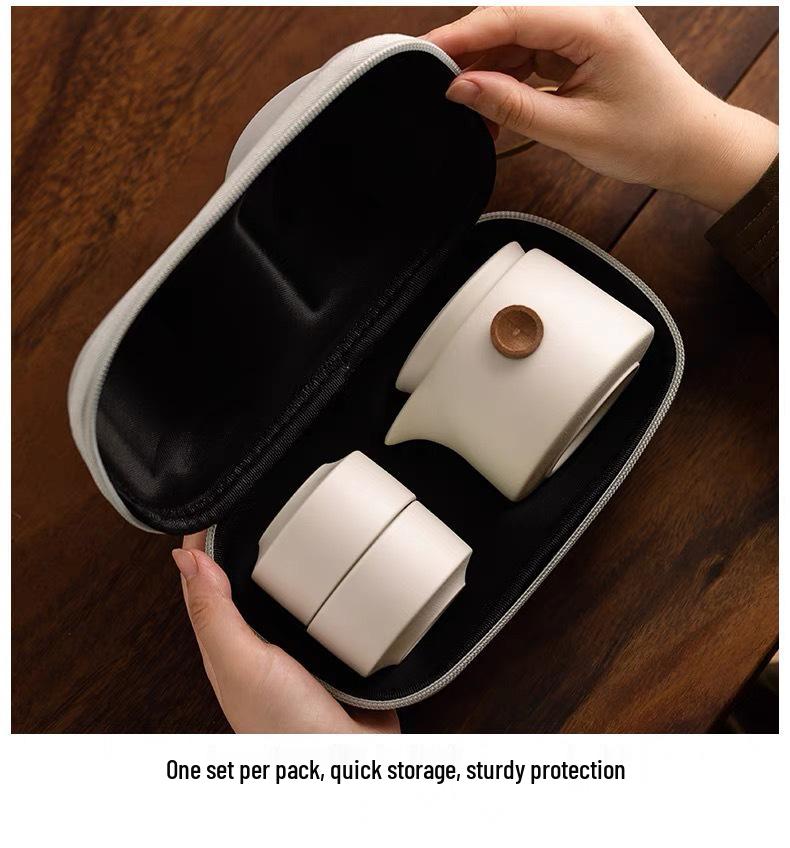 Portable Ceramic Travel Tea Set: Kuaike Cup for Outdoor Use, Corporate Events, and Holiday Gifts with Custom Logo Printing.