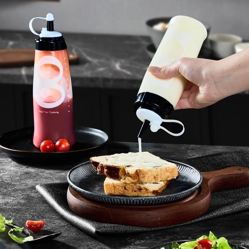 1Pieces 350/650ml Quantitative Sauce Squeeze Bottle With Nozzle Ketchup Oil Bottle Outdoor Tableware