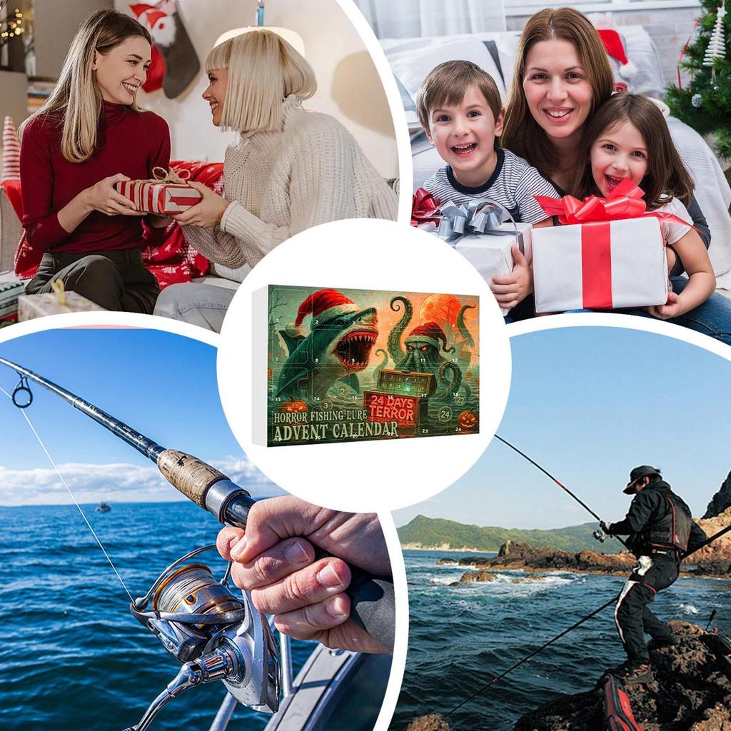 Fishing Countdown Calendar 24-Day Fishing Bait Christmas Advent Fish Lure Calendar For Boys Boyfriend Husband Father Fisherman