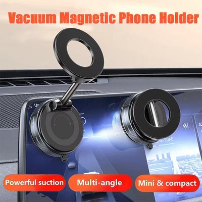 Vakuum-Magnet-Halterung, verbesserte Version, Multi-Winkel-Einstellung, starkes magnetisches Saugdesign, faltbarer Handyhalter für Auto-Navigation