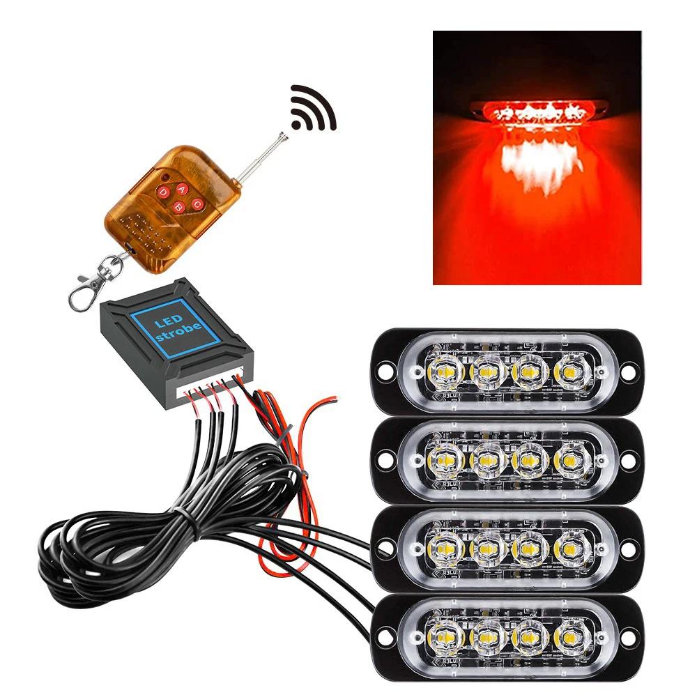 Wireless Grille Police Lights for Car Led Strobe Lights Automotive Flashing Warning Beacon 12V -24V Emergency Lamp for Vehicles