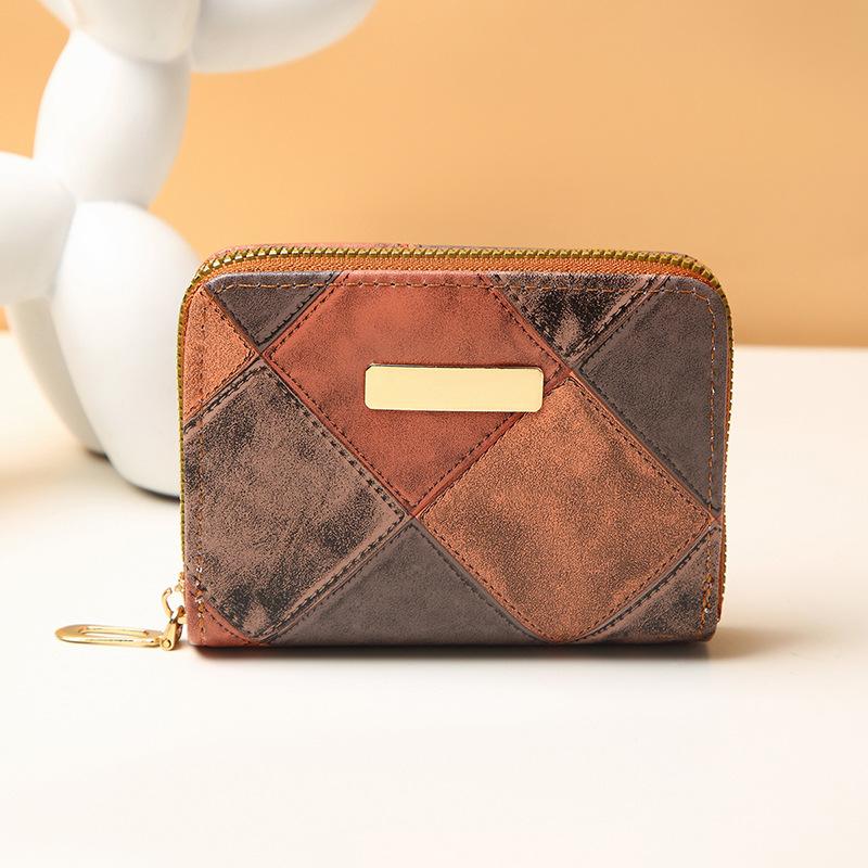 Splicing embroidered short change bag, new sequined decoration, fresh and sweet clutch bag, wallet, one piece.