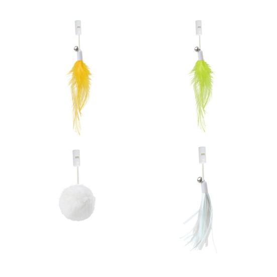 Door Hanging Electric Cat Feather Toy Smart Self Play Cat Teaser Toy Automatic Cat Toy with Feather Fluffy Ball And Tassel for Indoor Cats