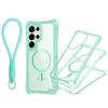 For Samsung S25 ULTRA Magnetic Transparent Three-in-one Mobile Phone Case with Strap