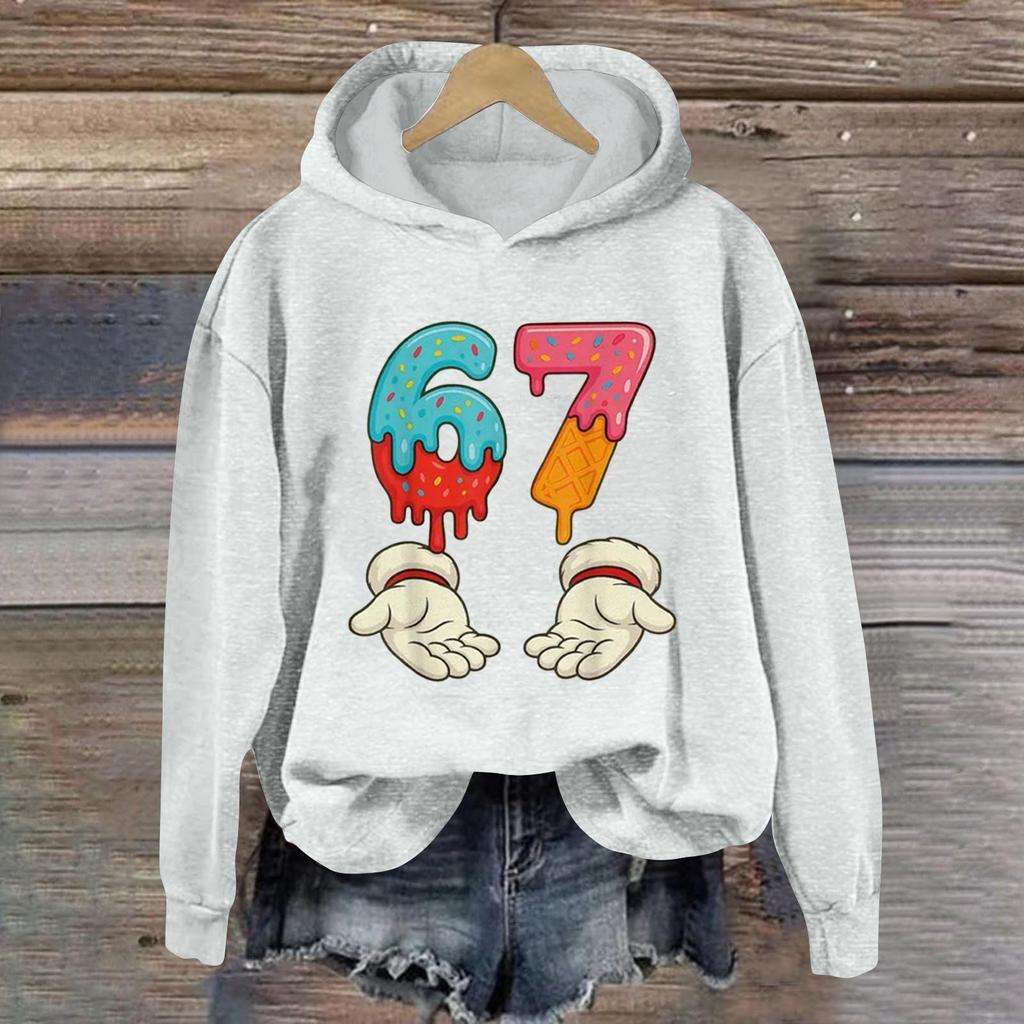 Damen Modisches Lässiges Langärmliges Bedrucktes Kapuzensweatshirt