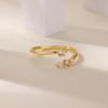 Zircon Chain Cross Rings For Women Vintage Gold Color Stainless Steel Geometric Open Ring Fashion Wedding Aesthetic Jewelry Gift