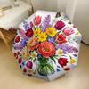 Floral Bouquet With Butterflies Outdoor Automatic Umbrella Compact 8Rib Design Lightweight Travel Essential Stylish Accessory Perfect Gift For Friends