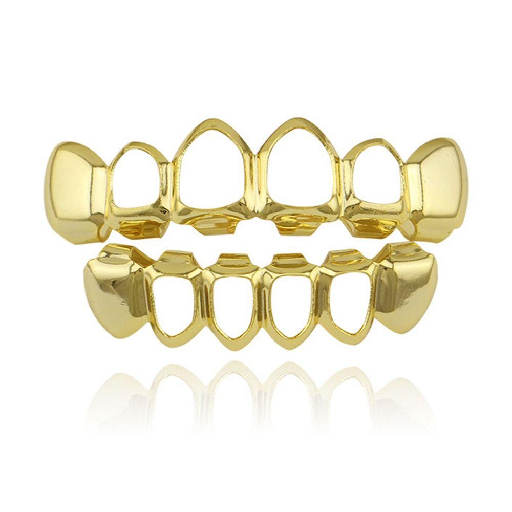 Trendy Zlaté Stříbrné Hip Hop Zubní Grillz Horní Spodní Ústa Kovové Krytky Zubů Dentální Šperky Muži Ženy
