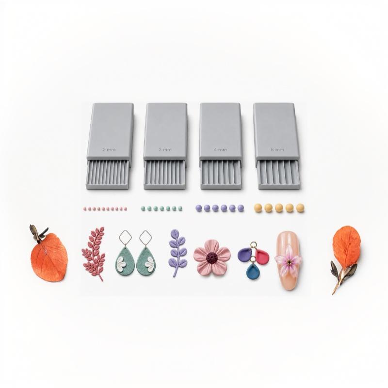 Nagelkunst Perlenroller 4-teiliges Set 3D-Druck Ton Gel Ball Herstellungswerkzeug 2-5 mm Größen für Maniküre zu Hause Tägliche Anwendung