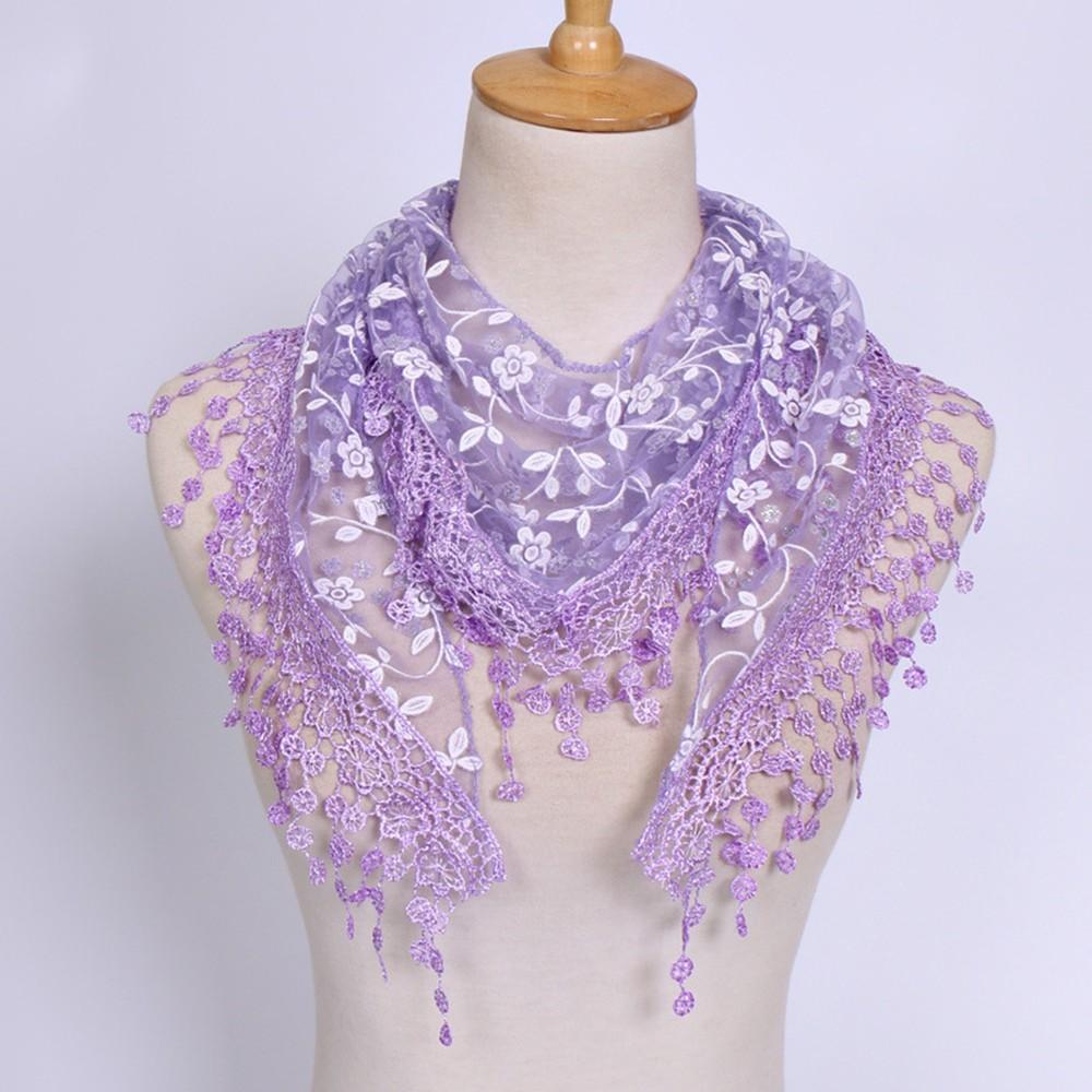 Casual Lightweight Scarf Floral Tassel Scarf Women's Triangle Scarf