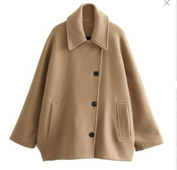 

Женское повседневное короткое пальто из смеси шерсти в европейском и американском стиле, осень/зима 2024 г. L хаки