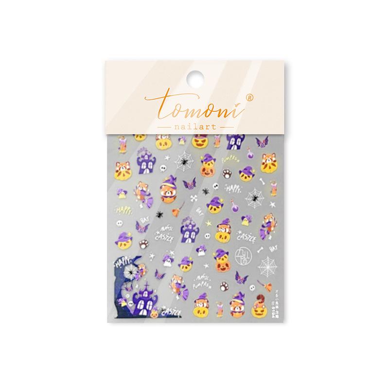 Tomoni 3D Wypukłe Naklejki na Paznokcie dla Dzieci - Słodki i Fajny Design Pandy na Halloween