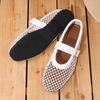 Fashion Flat Single Shoes Women Fashion Round Head Shallow Mouth Mesh Cloth Metal Buckle Soft Sole Non-slip Low-top Shoes