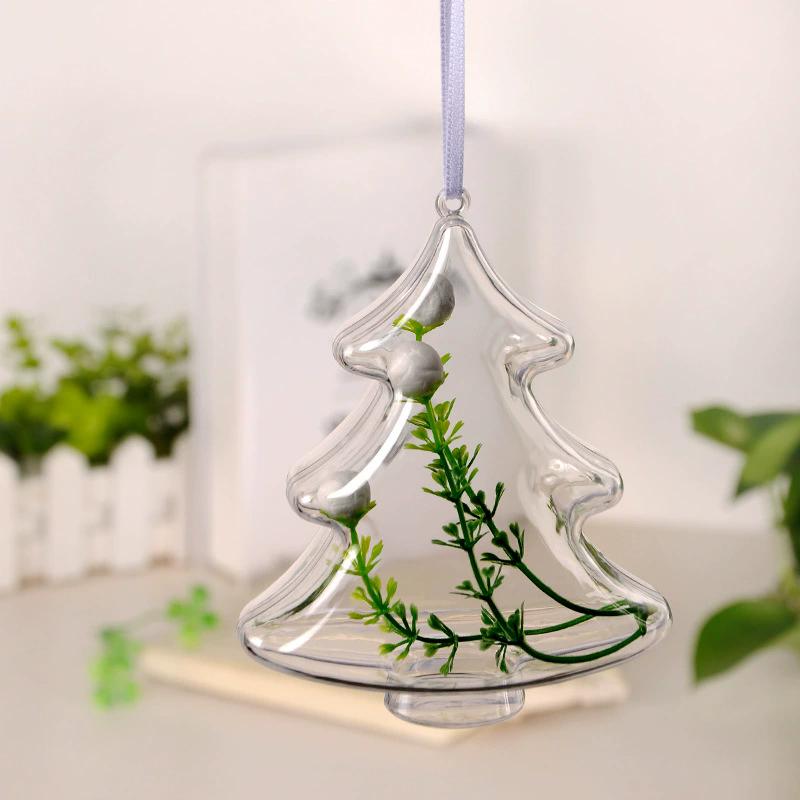 WTEMPO 10PCS Transparent Plastic Christmas Tree Shaped Decorative Boxes Christmas Decorations DIY Christmas Gifts Home Ornaments and Pendants
