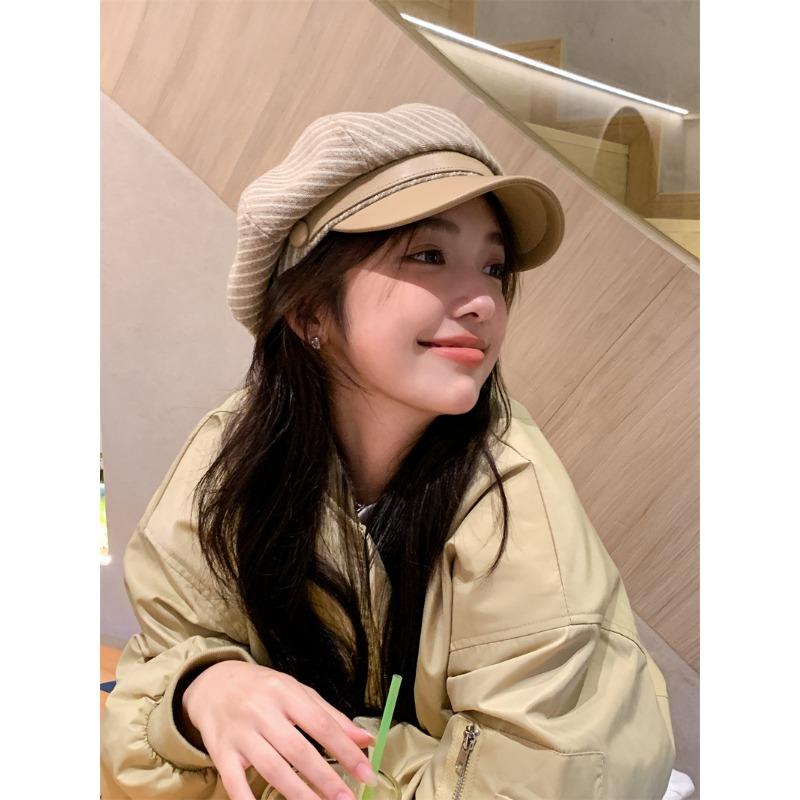 Women S Vintage Plaid Octagonal Newsboy Cap Elegant Versatile Casual